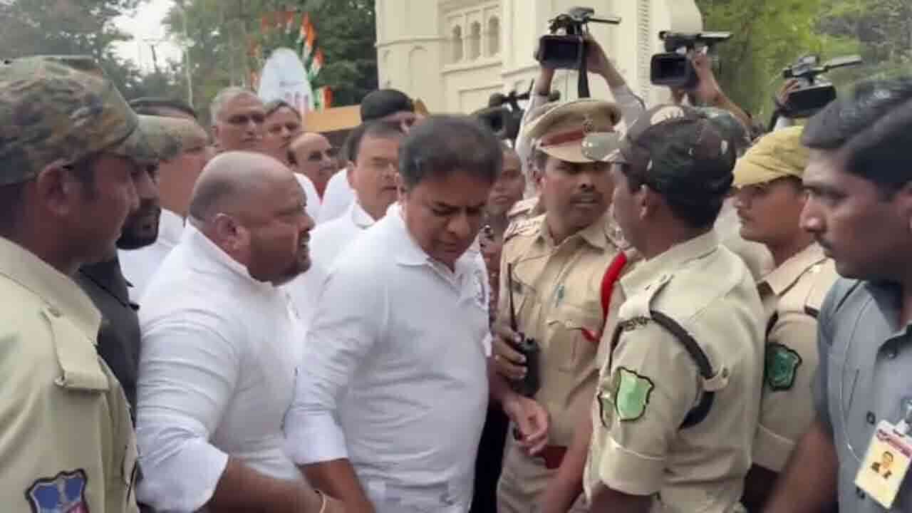 అసెంబ్లీ గేటు వద్ద తీవ్ర ఉద్రిక్తత.. పోలీసులు, బీఆర్ఎస్ ఎమ్మెల్యేలకు మధ్య తోపులాట 