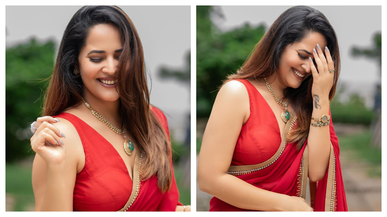 Anasuya Bharadwaj | రెడ్ కలర్ శారీలో హోయలుపోతున్న అనసూయ భరద్వాజ్
