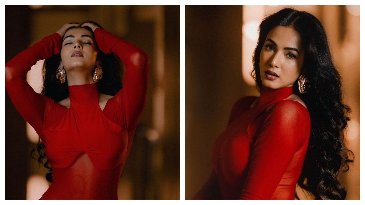 sonal chauhan | రెడ్ డ్రెస్‌లో హాట్‌గా కనిపిస్తున్న సోనాల్ చౌహాన్ 