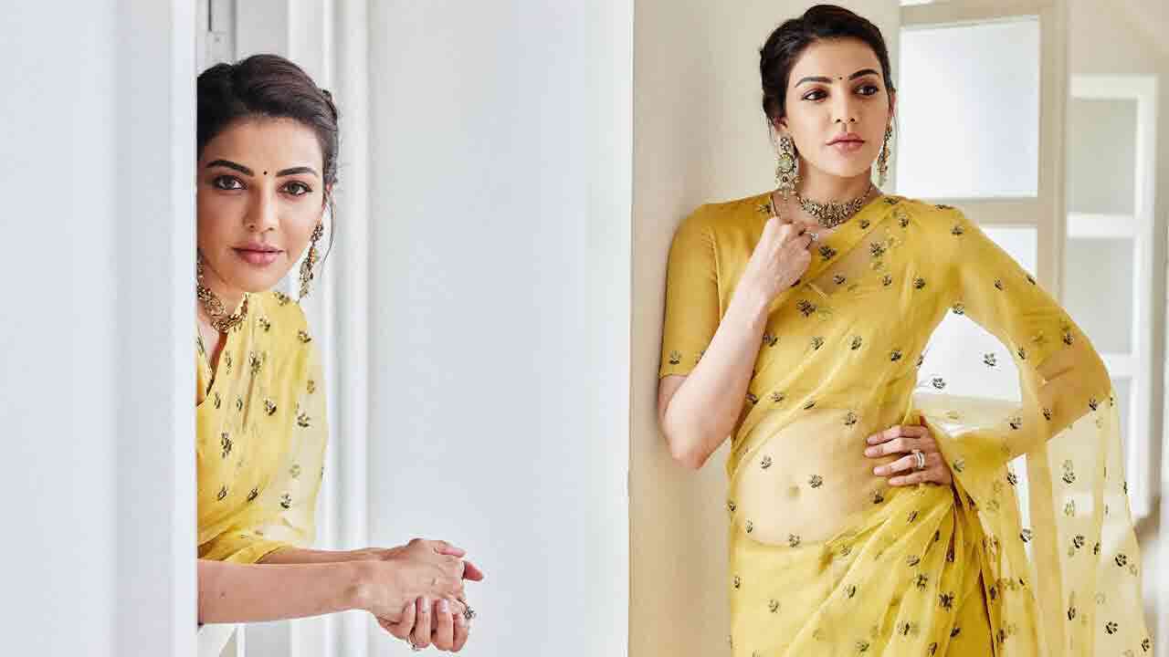 Kajal Aggarwal | యెల్లో కలర్ నెట్ శారీలో కాజల్ అగర్వాల్ అందాల ఆరబోత